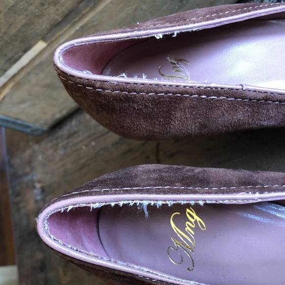 Mng Mango Brown Pink Bow Pumps 8 - Picture 6 of 8